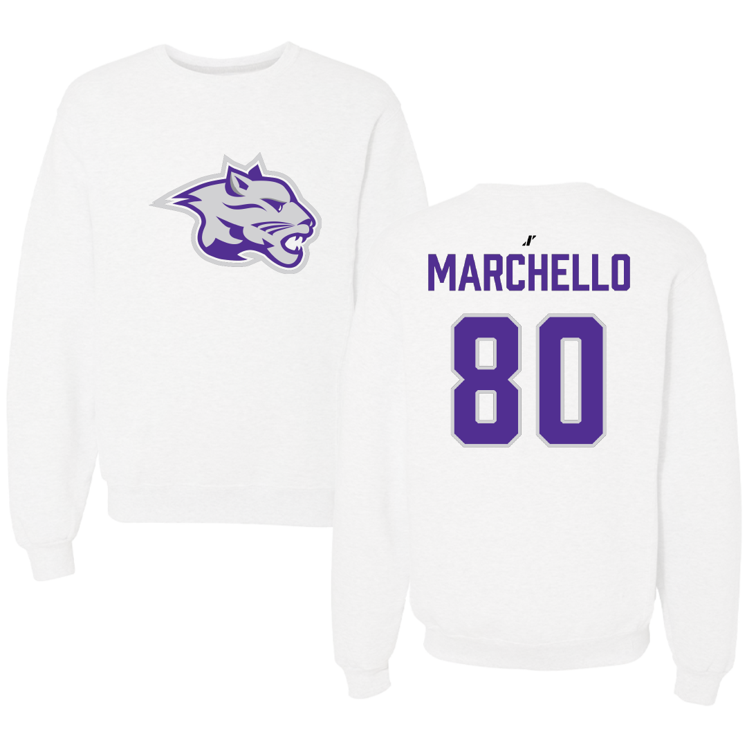 Young Harris College Lacrosse (M) White Crewneck - #80 Sam Marchello