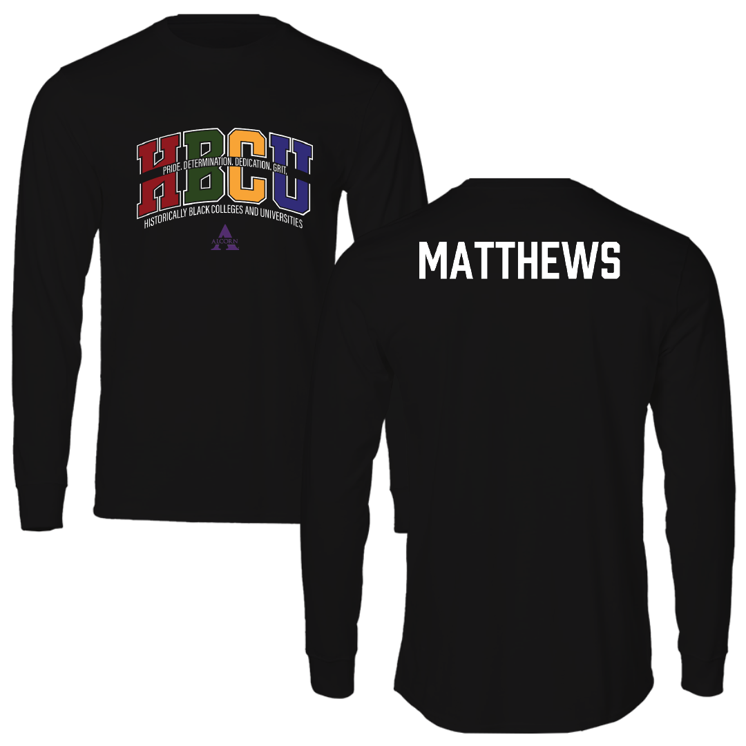 Alcorn State University TF and XC Black HBCU Performance Long Sleeve - Vederek Matthews