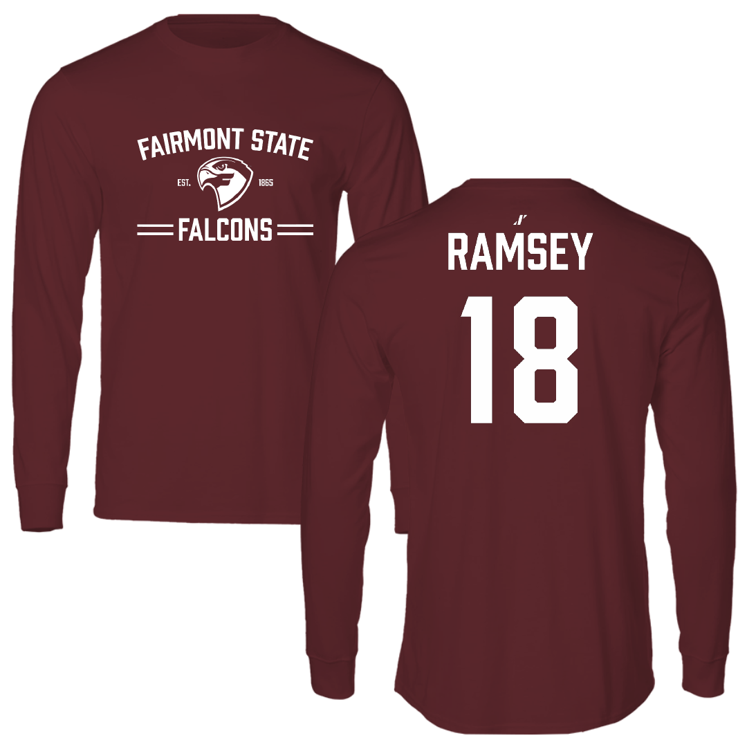 Fairmont State University Football Maroon General Performance Long Sleeve - #18 Joey Ramsey