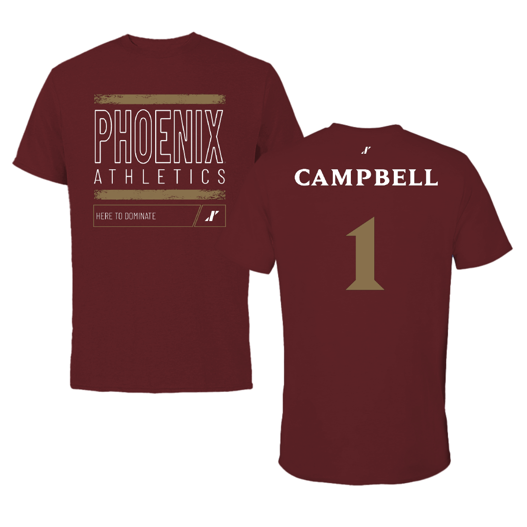 Elon University Basketball Maroon Dominate Performance Tee - #1 Kendall Campbell