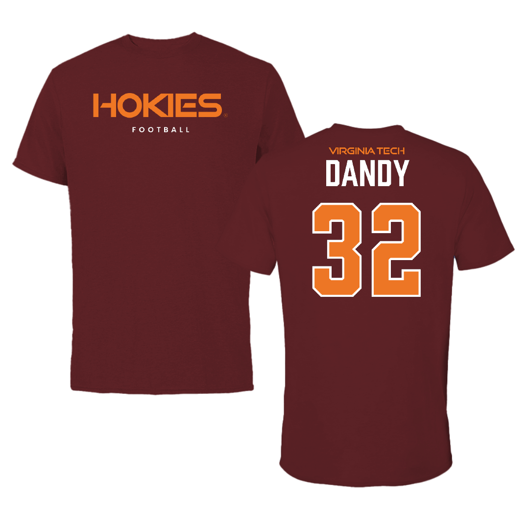 Virginia Tech Football Maroon Tee - #32 Deric Dandy