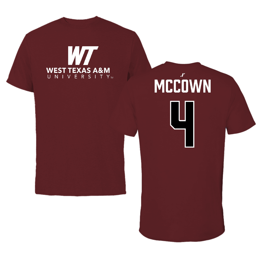 West Texas A&M University Football Maroon Performance Tee - #4 Jonah McCown
