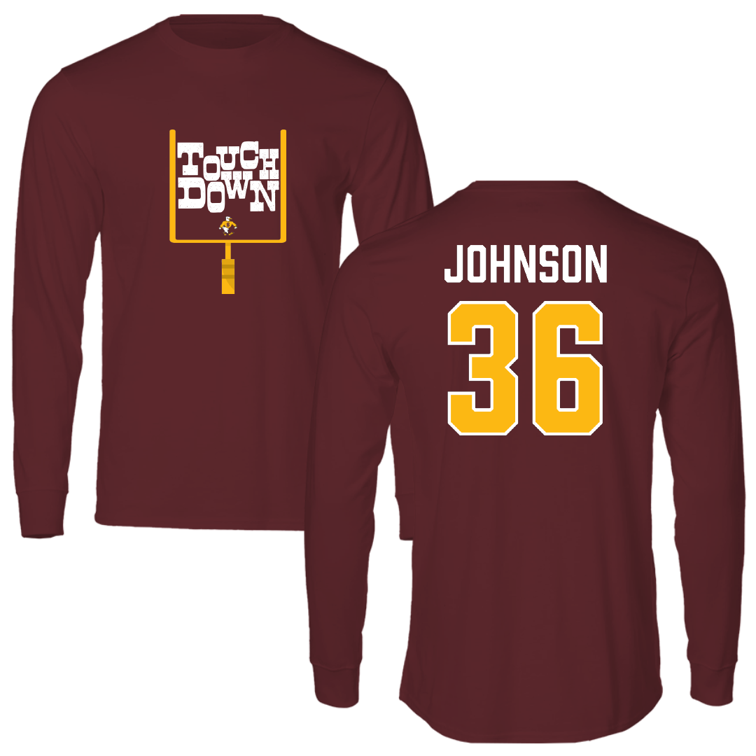 Salisbury University Football Maroon Touchdown Performance Long Sleeve - #36 Huda Johnson