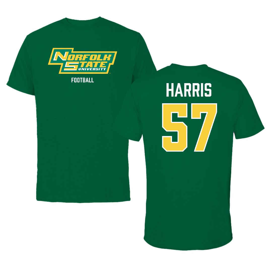 Norfolk State University Football Green Tee - #57 Stewart Harris