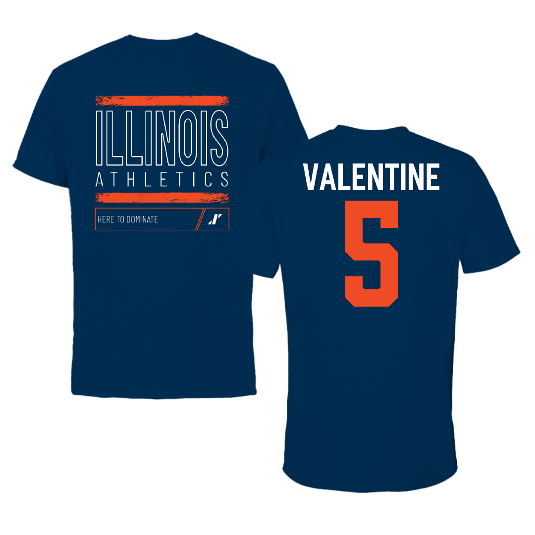University of Illinois Football Navy Dominate Performance Tee - #5 CaLil Valentine