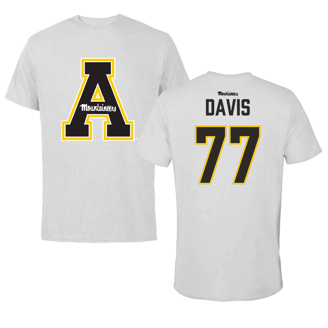 Appalachian State University Football Light Gray Tee - #77 Daniel Davis