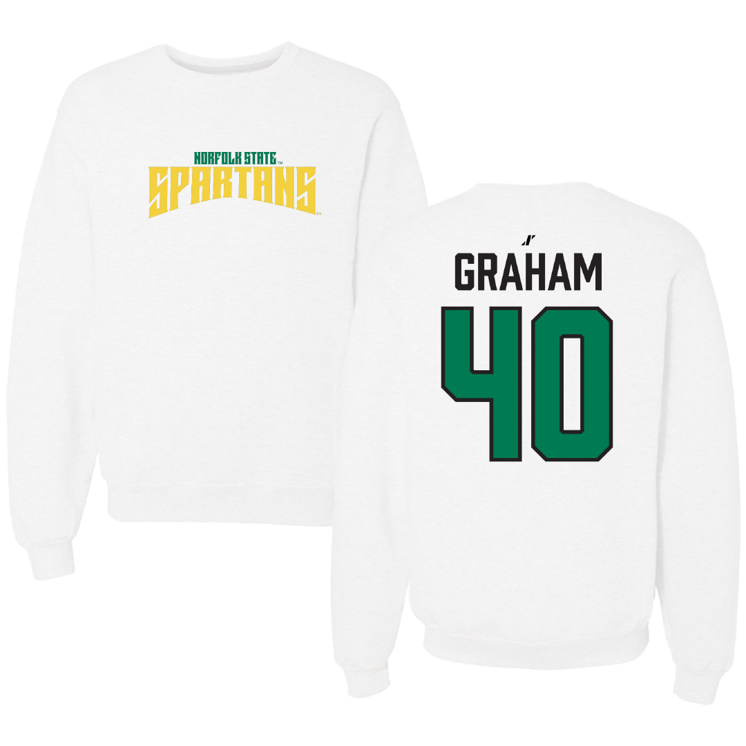 Norfolk State University Football White Classic Crewneck - #40 Xavier Graham