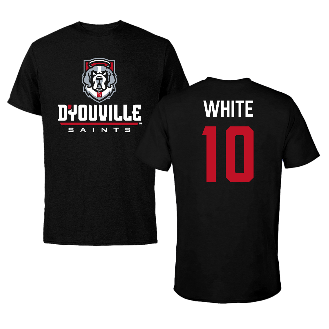 D'Youville University Basketball (M) Black Tee - #10 Isaac White