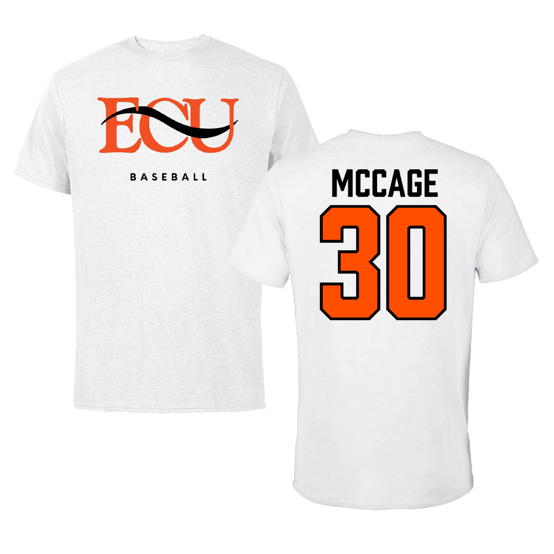 East Central University Baseball White Tee - #30 Cooper McCage