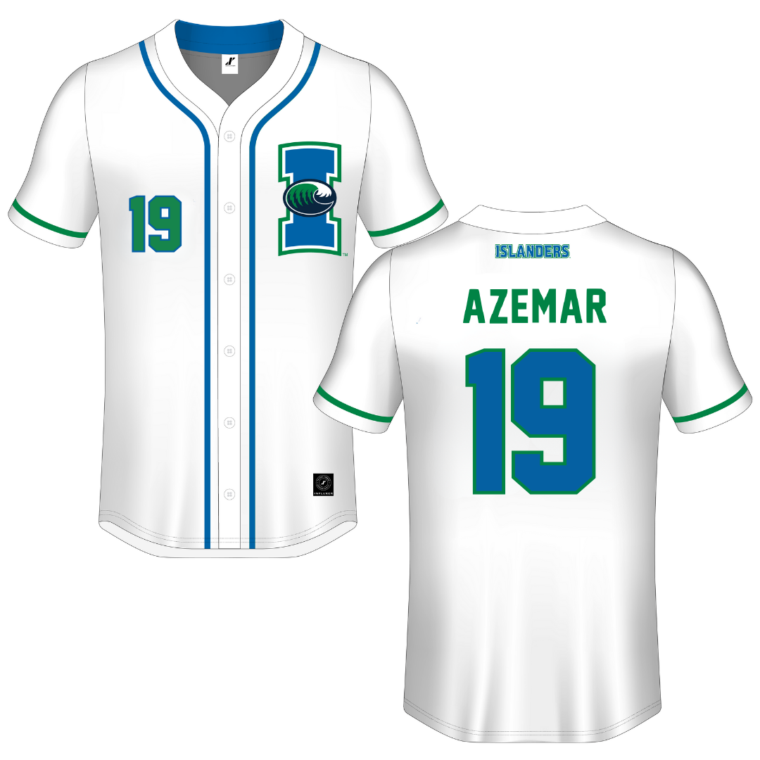Texas A&M University-Corpus Christi White Button-Down Jersey - #19 Hunter Azemar