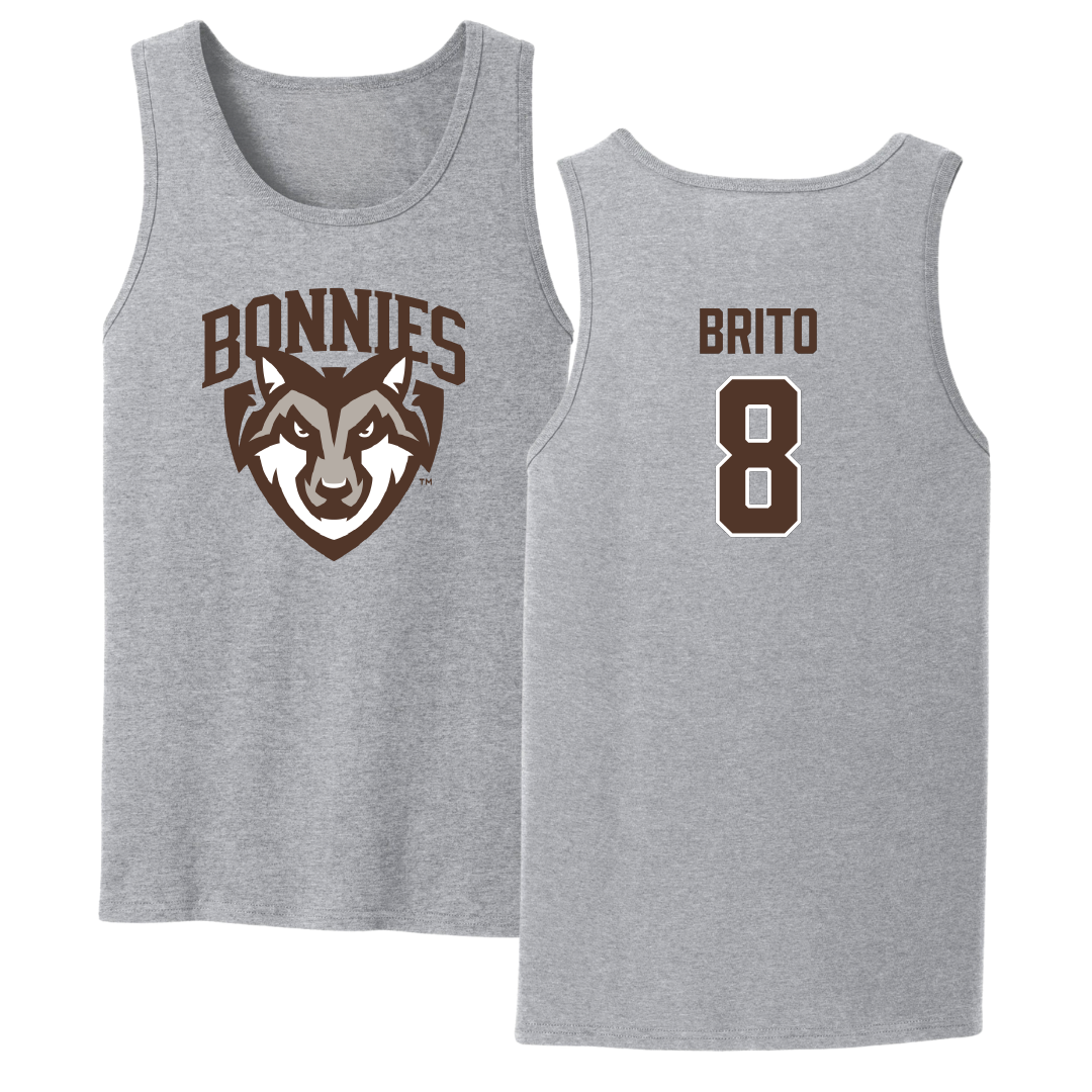 St. Bonaventure University Soccer Sport Gray Tank Top - #8 Kenzo Brito