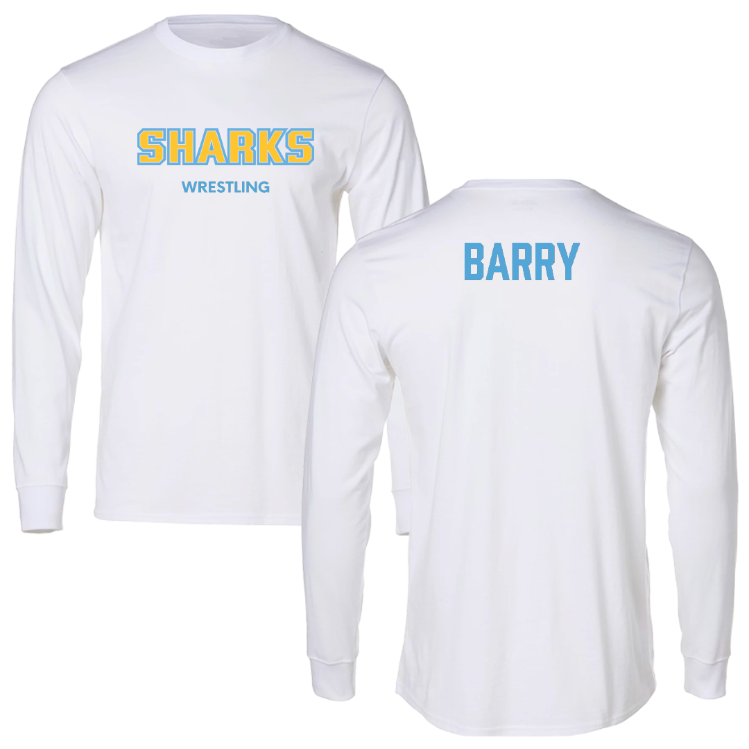 Long Island University Wrestling (M) White Performance Long Sleeve - Jordan Barry