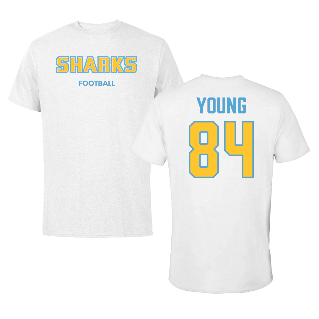 Long Island University Football White Sharks Performance Tee - #84 Santana Young