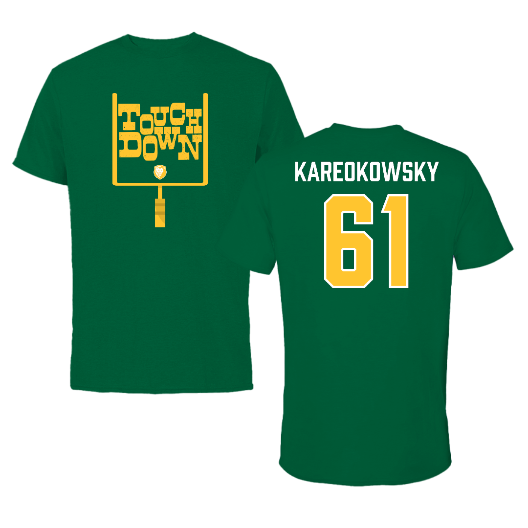 Southeastern Louisiana University Football Green Touchdown Performance Tee - #61 Holden Kareokowsky