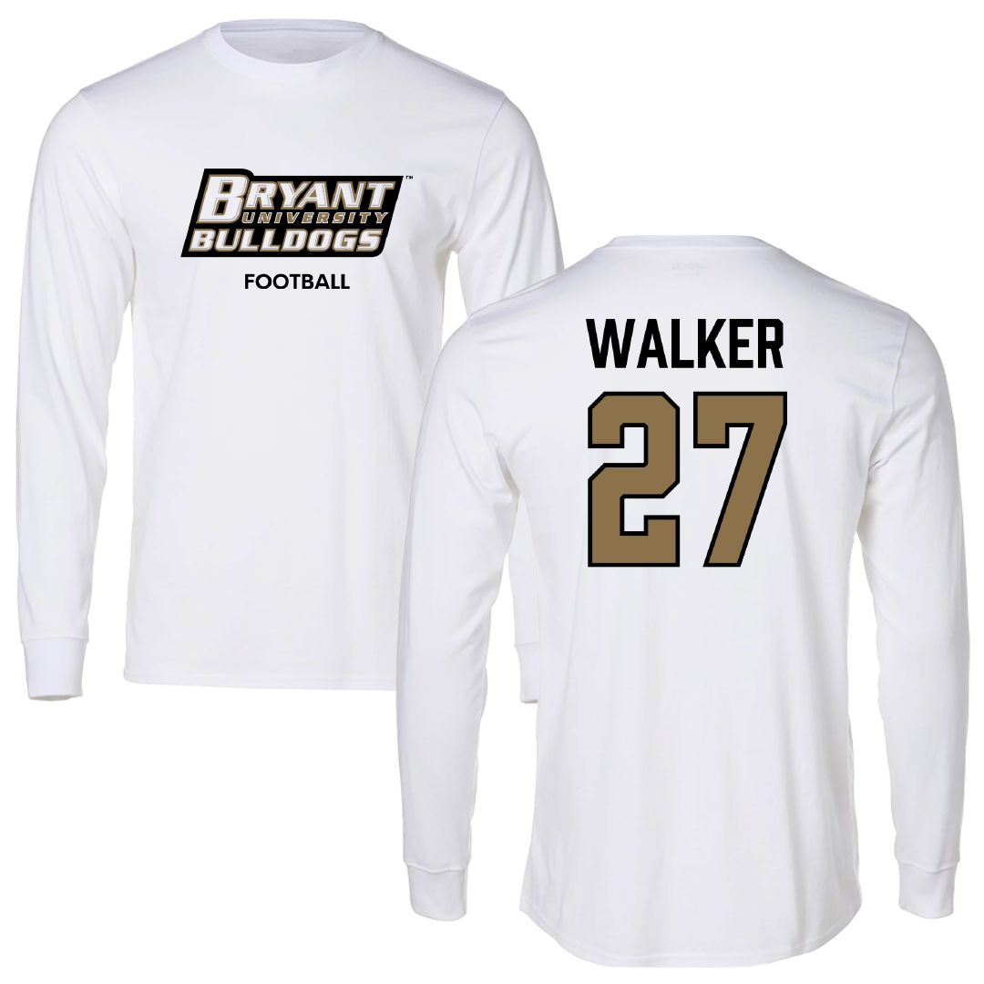 Bryant University Football White Performance Long Sleeve - #27 Dedric Walker