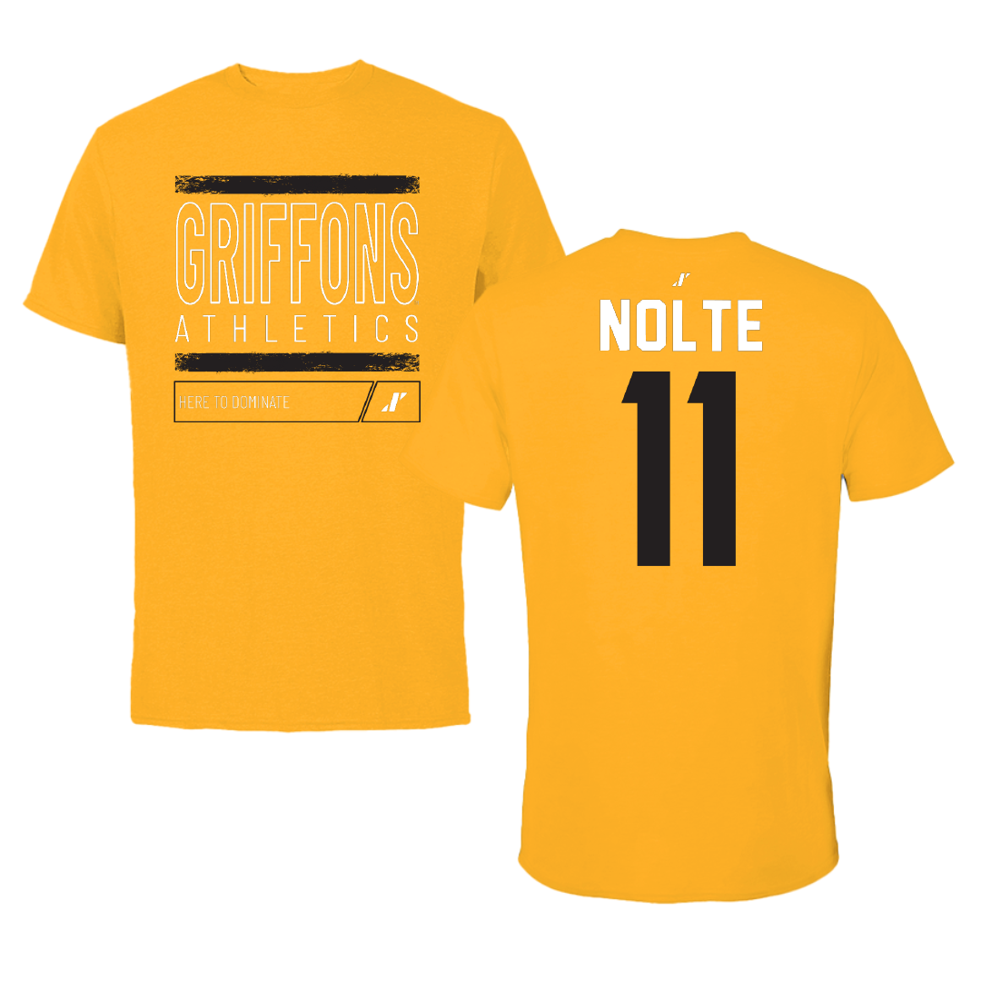 Missouri Western State University Baseball Gold Dominate Performance Tee - #11 Josh Nolte