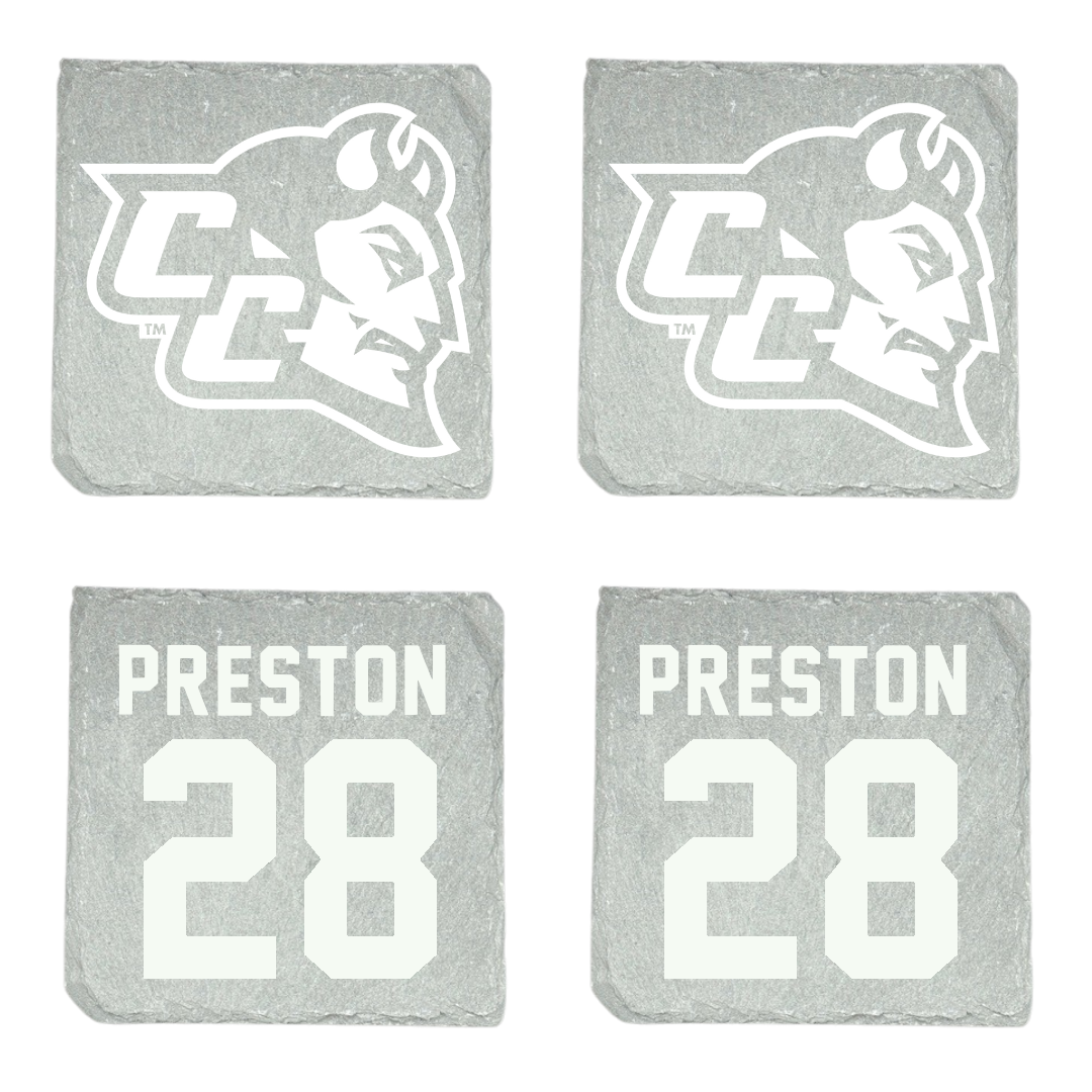 Central Connecticut State University Football Stone Coaster (4 Pack)  - #28 Dekavis Preston