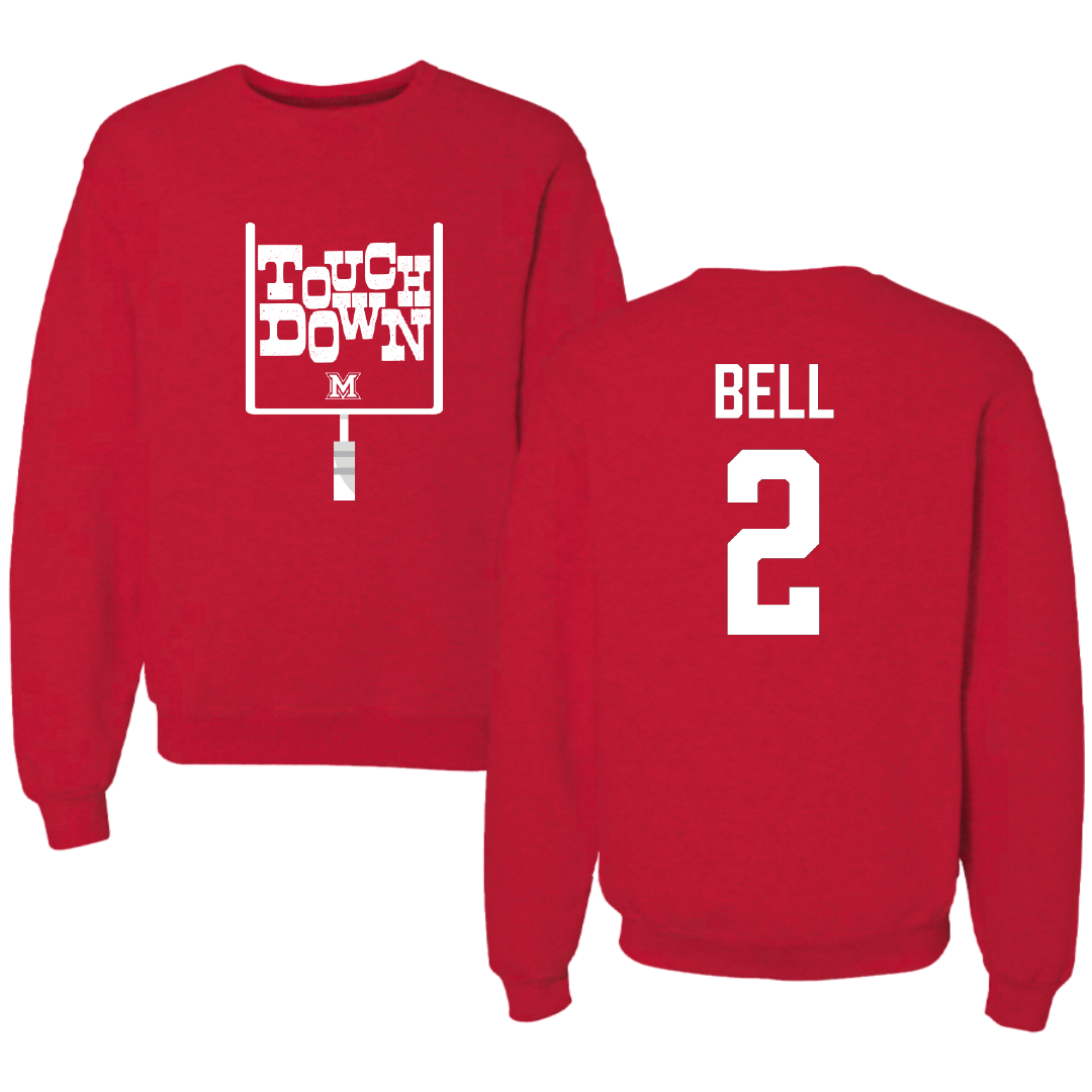 Miami University (Ohio) Football Red Touchdown Crewneck - #2 Devin Bell