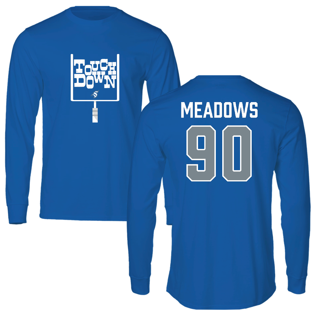 Thomas More University Football Blue Touchdown Performance Long Sleeve - #90 Tahj Meadows