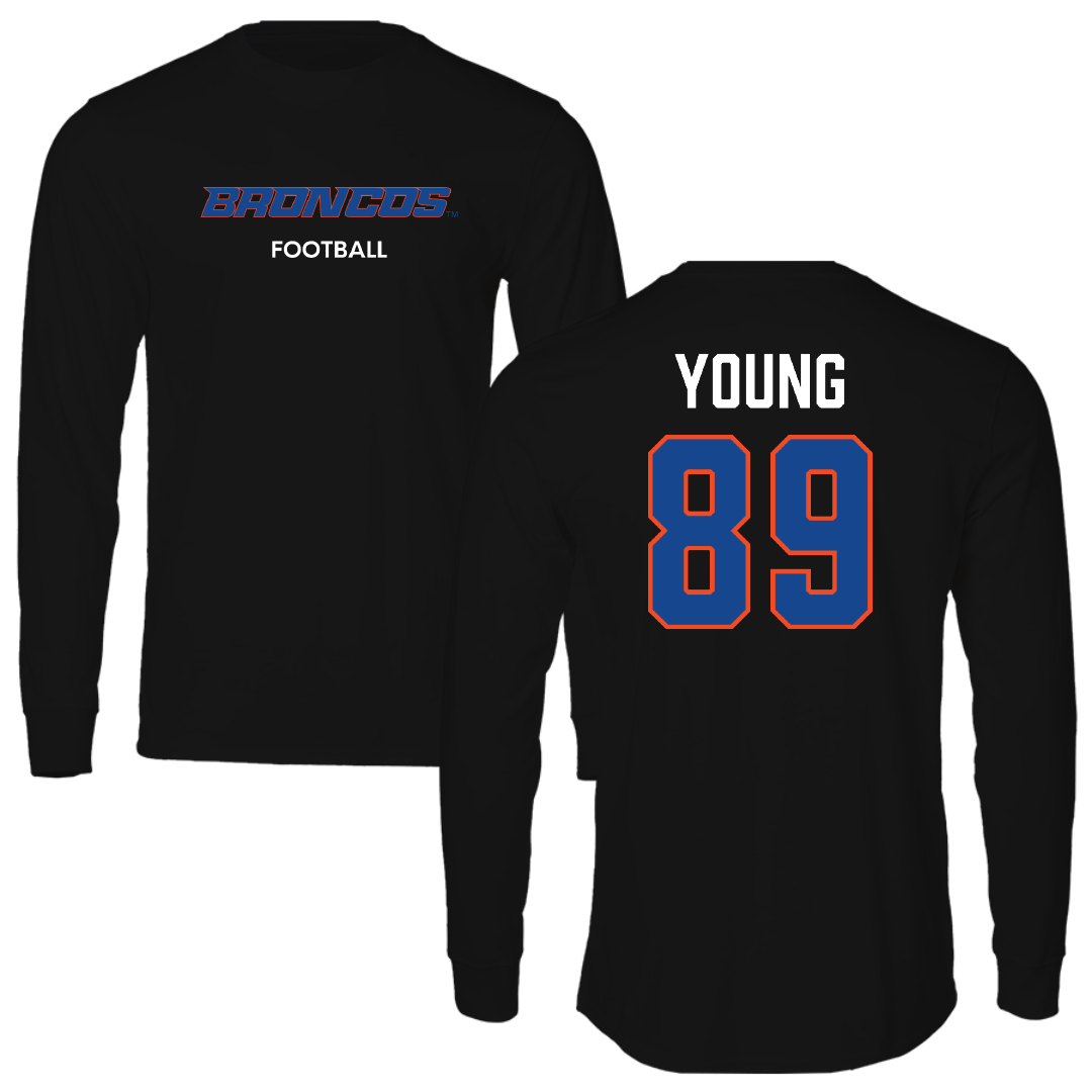 Boise State University Football Black Performance Long Sleeve - #89 Kobe Young