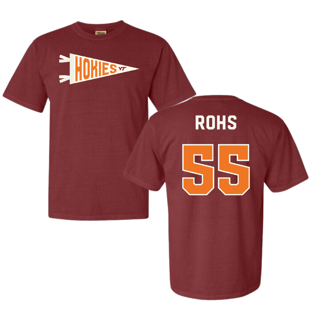 Virginia Tech Softball Maroon Pennant Comfort Colors Tee - #55 Annika Rohs