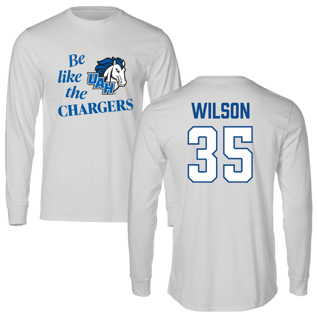 Huntsville Baseball Light Gray Be Like Us Performance Long Sleeve - #35 Connor Wilson