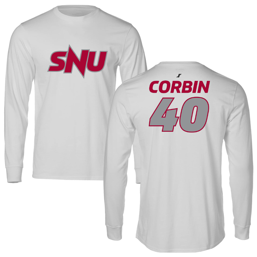 Southern Nazarene University Baseball Light Gray Long Sleeve - #40 Thomas Corbin