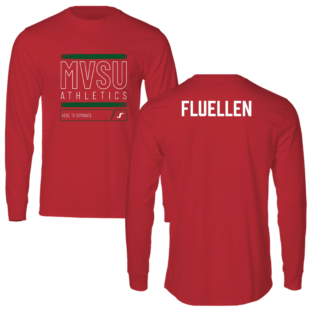 Mississippi Valley State University TF and XC Red Dominate Performance Long Sleeve - Cayden Fluellen
