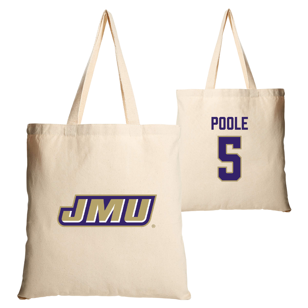 James Madison University Baseball Tan Canvas Tote Bag - #5 Nicholas Poole