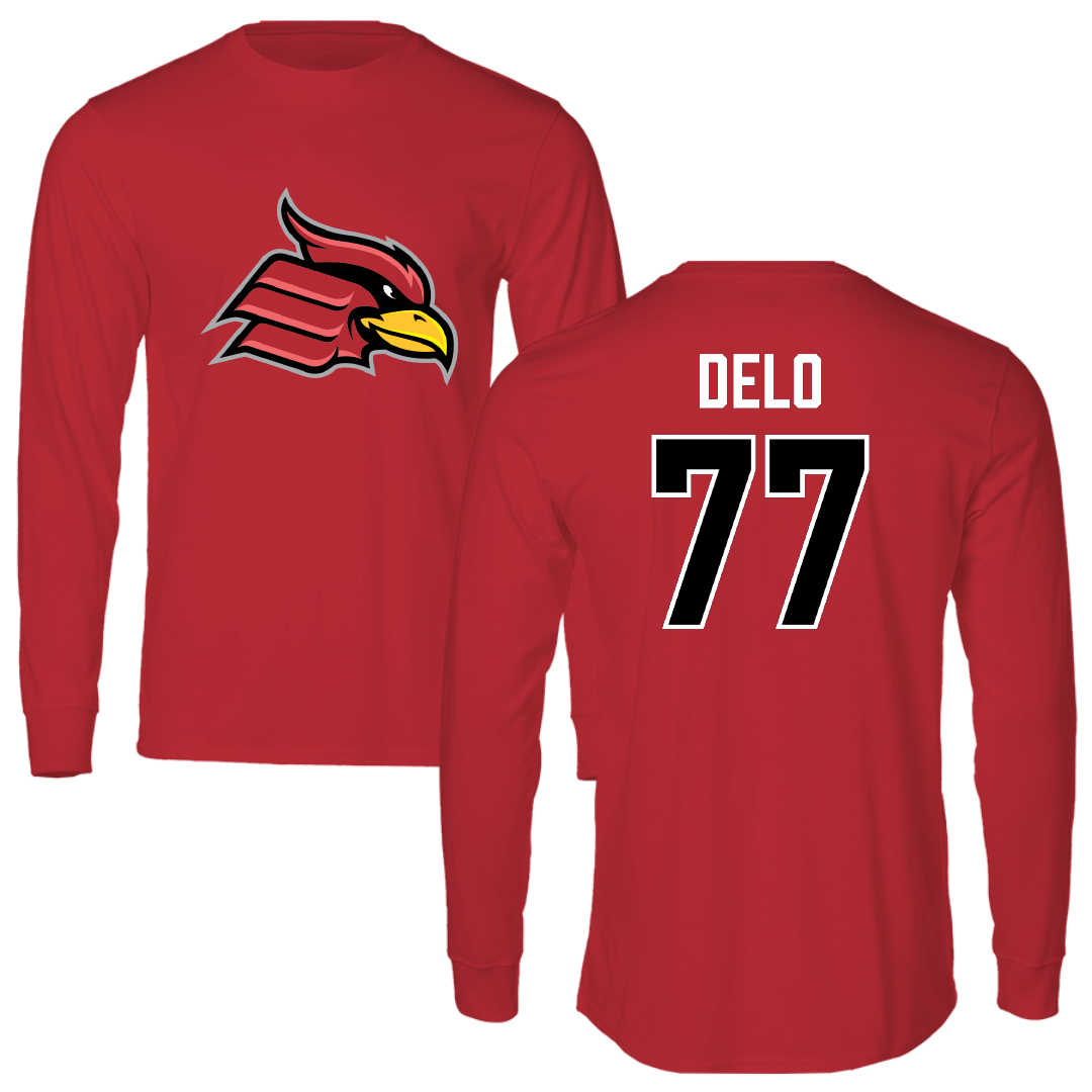 Wheeling University Soccer (M) Red Performance Long Sleeve - #77 Daniel Delo
