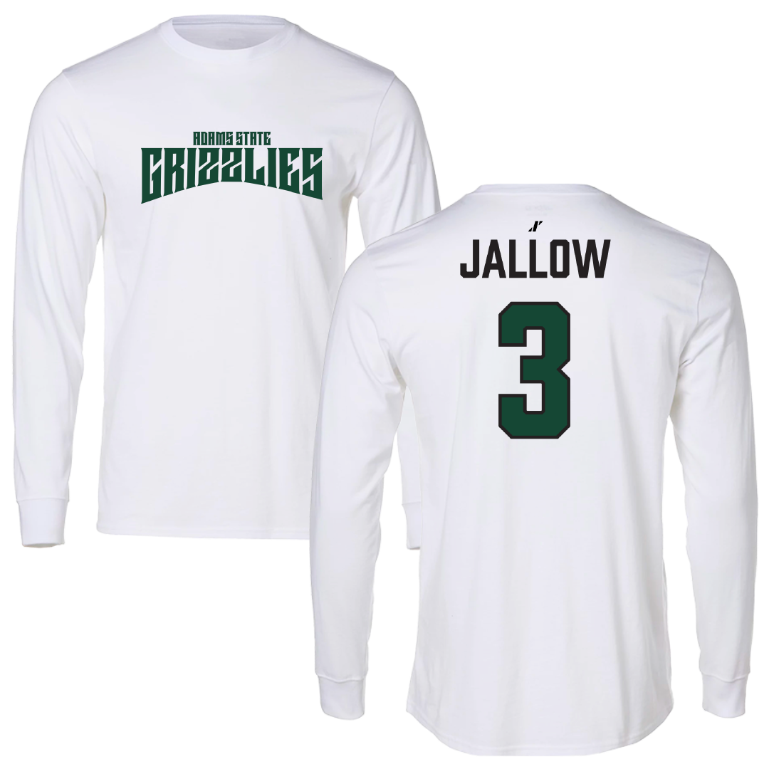 Adams State University Basketball (M) White Classic Performance Long Sleeve - #3 Emilek Jallow