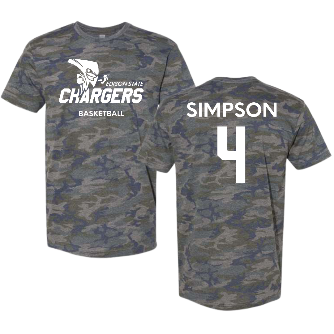 Edison State Community College Basketball (M) Vintage Camo Tee - #4 Ayden Simpson