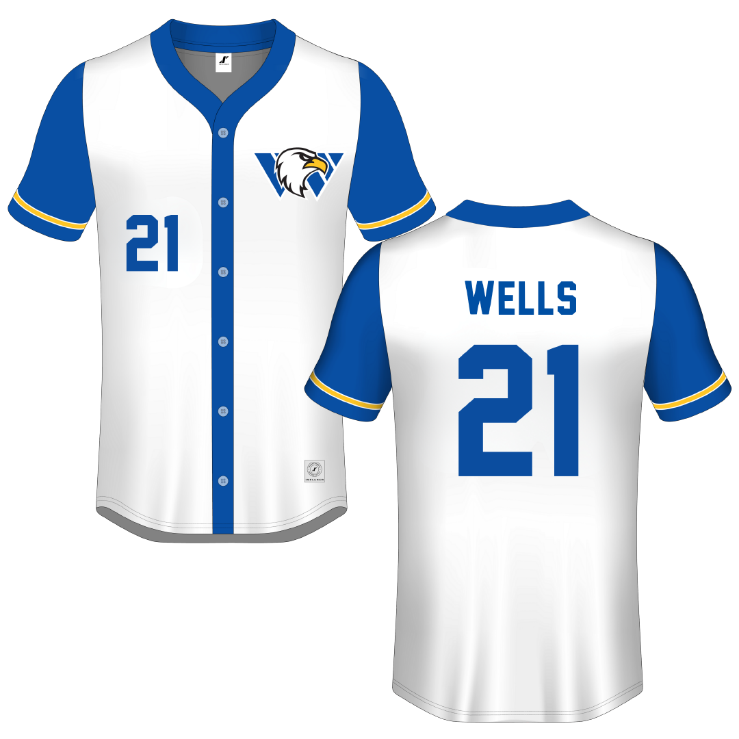 Williams Baptist University White Button-Down Jersey - #21 Katie Wells