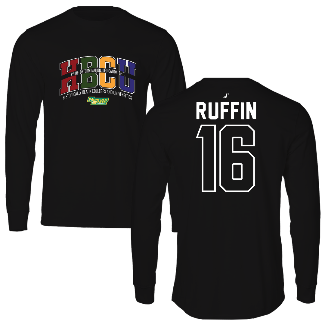 Norfolk State University Football Black HBCU Long Sleeve - #16 Christian Ruffin
