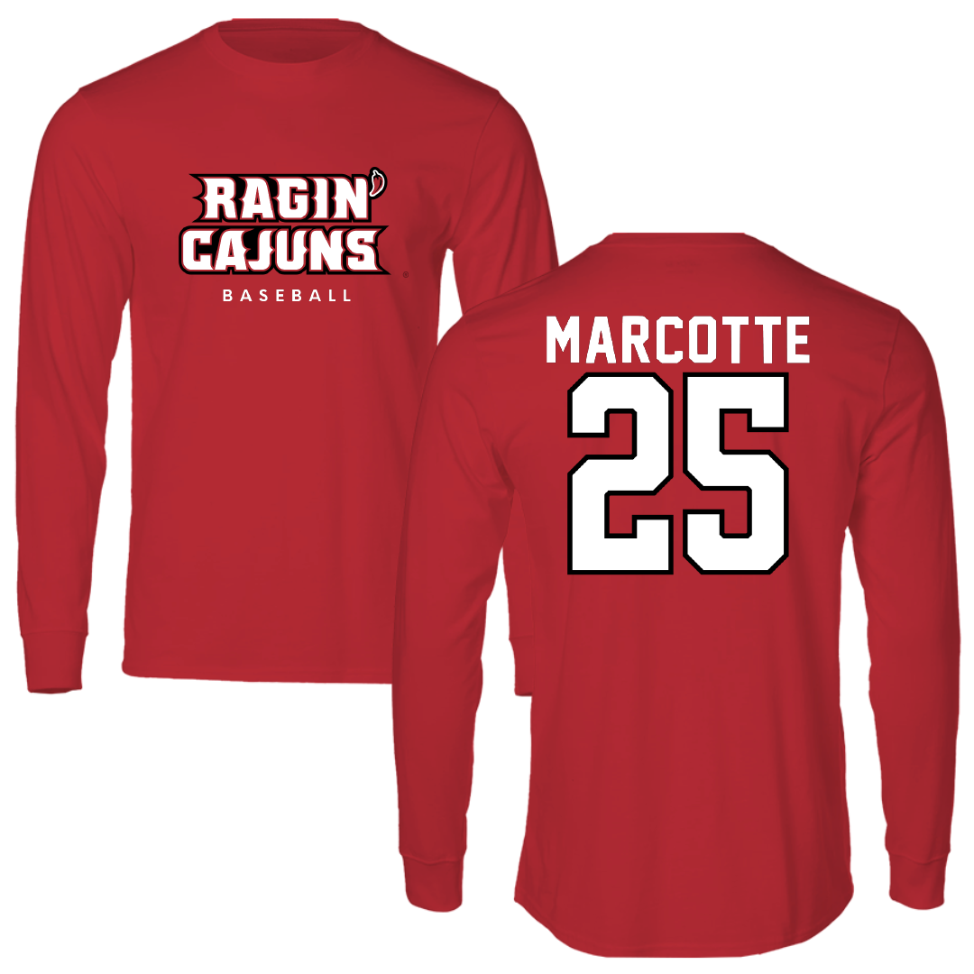 University of Louisiana at Lafayette Baseball Red Performance Long Sleeve - #25 Riley Marcotte