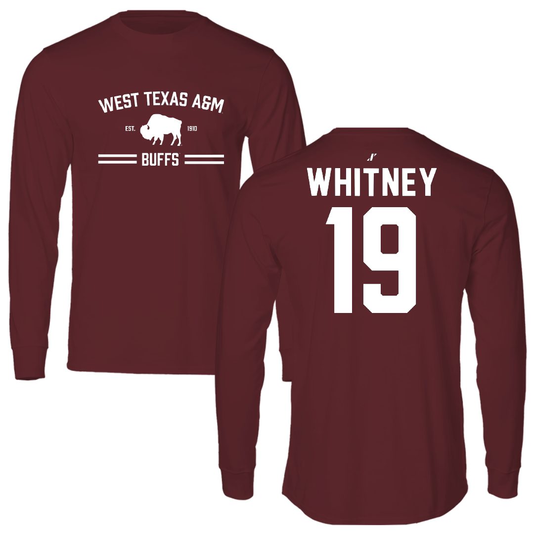 West Texas A&M University Baseball Maroon General Performance Long Sleeve - #19 Matthew Whitney