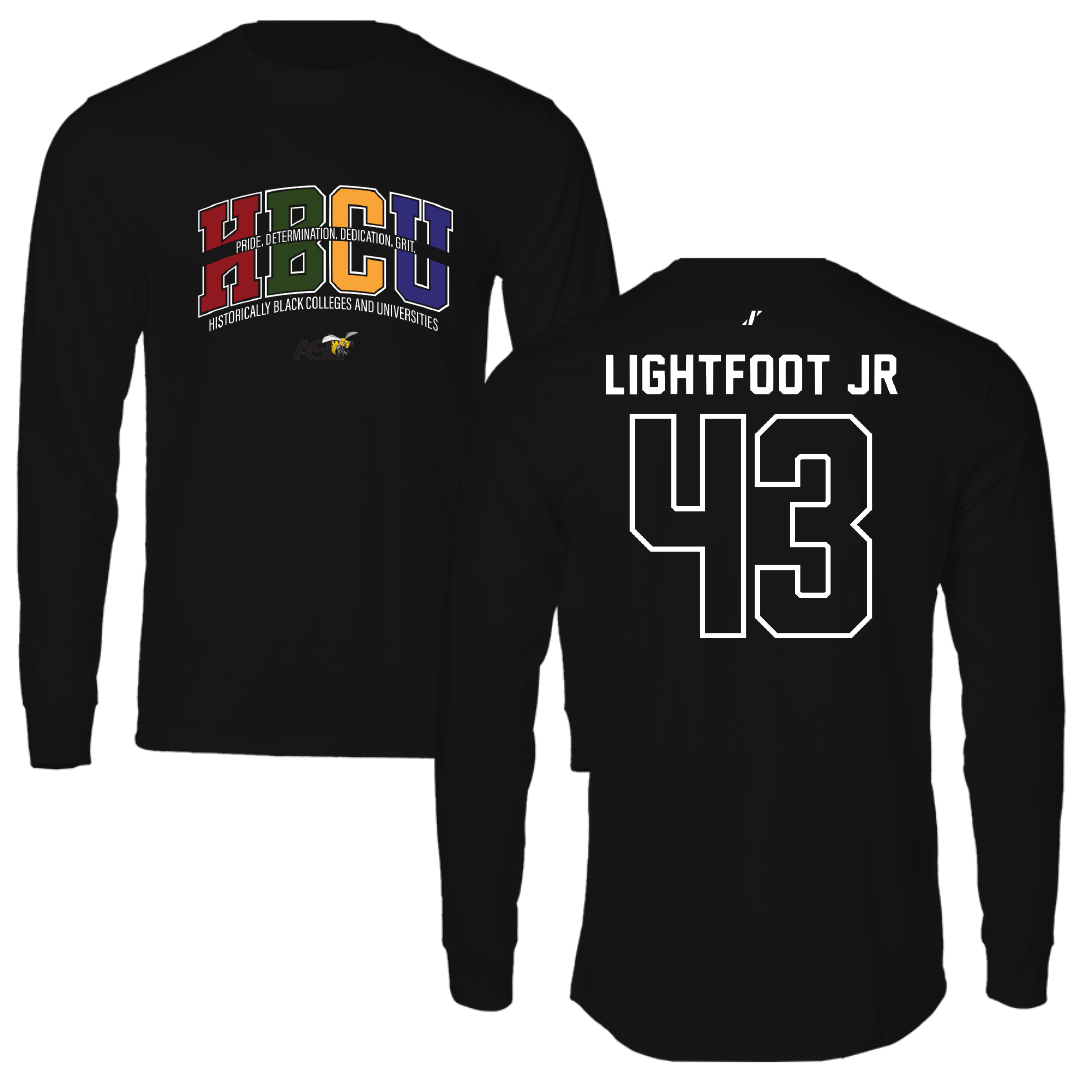 Alabama State University Football Black HBCU Performance Long Sleeve - #43 Terrell Lightfoot Jr