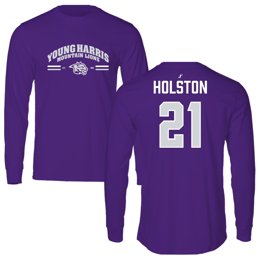 Young Harris College Lacrosse (M) Purple General Performance Long Sleeve - #21 Knox Holston