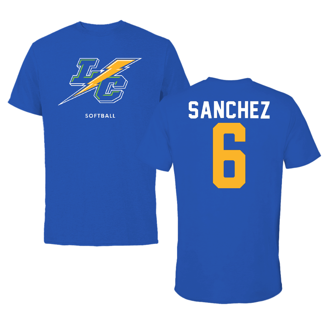 Lehman College Softball Blue Performance Tee - #6 Patria Sanchez