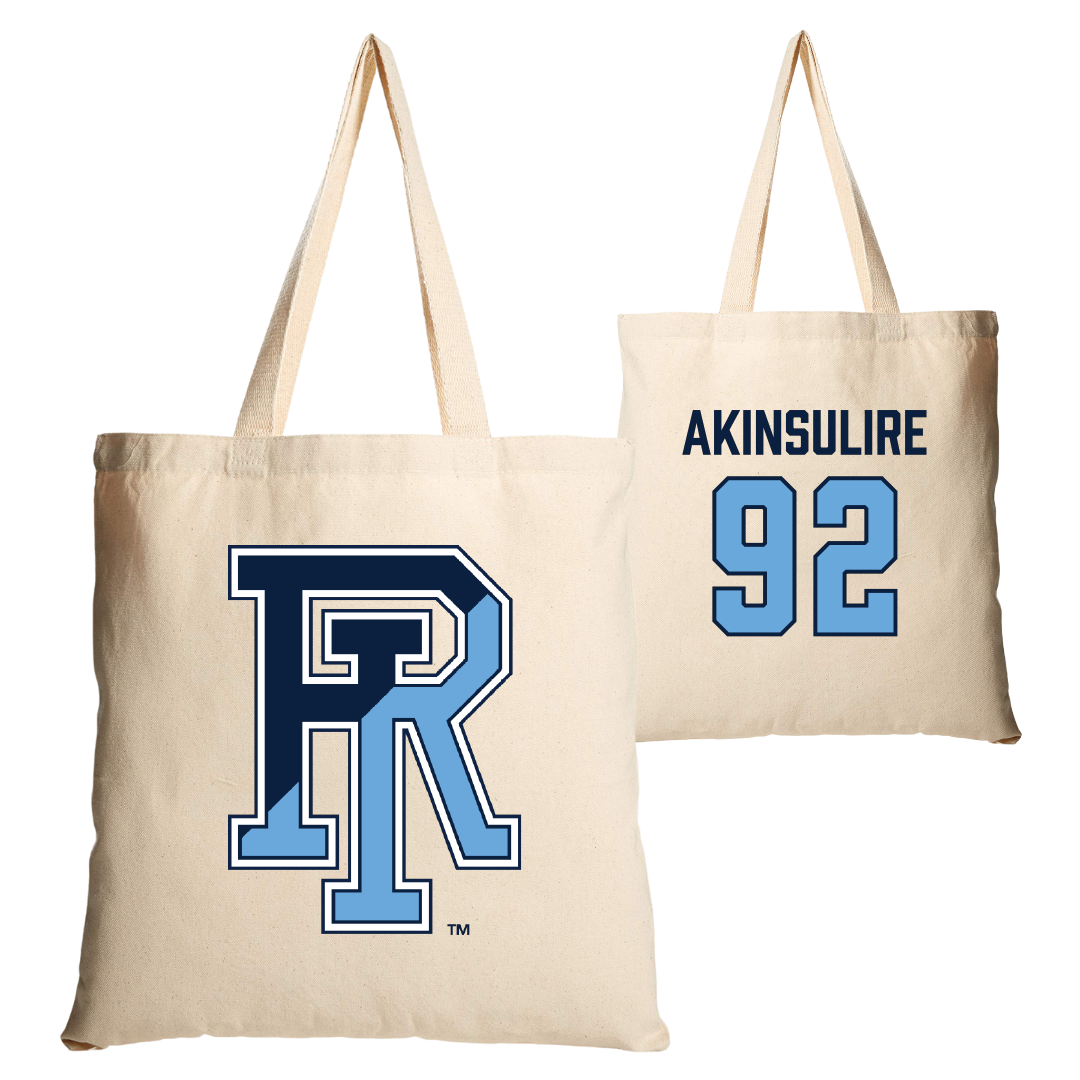 University of Rhode Island Football Tan Canvas Tote Bag - #92 Tosin Akinsulire