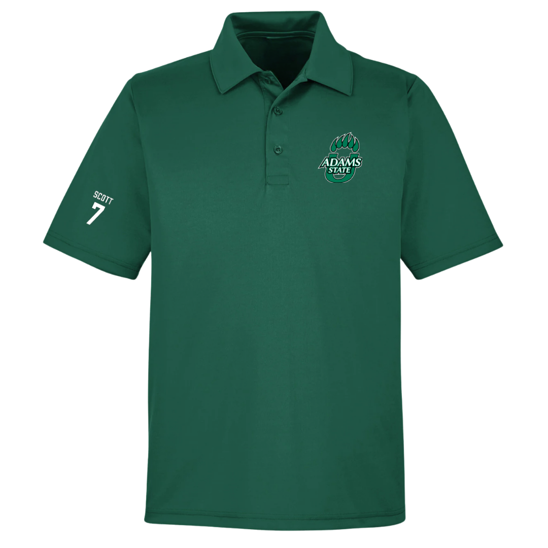 Adams State University Football Forest Green Polo - #7 Jalen Scott