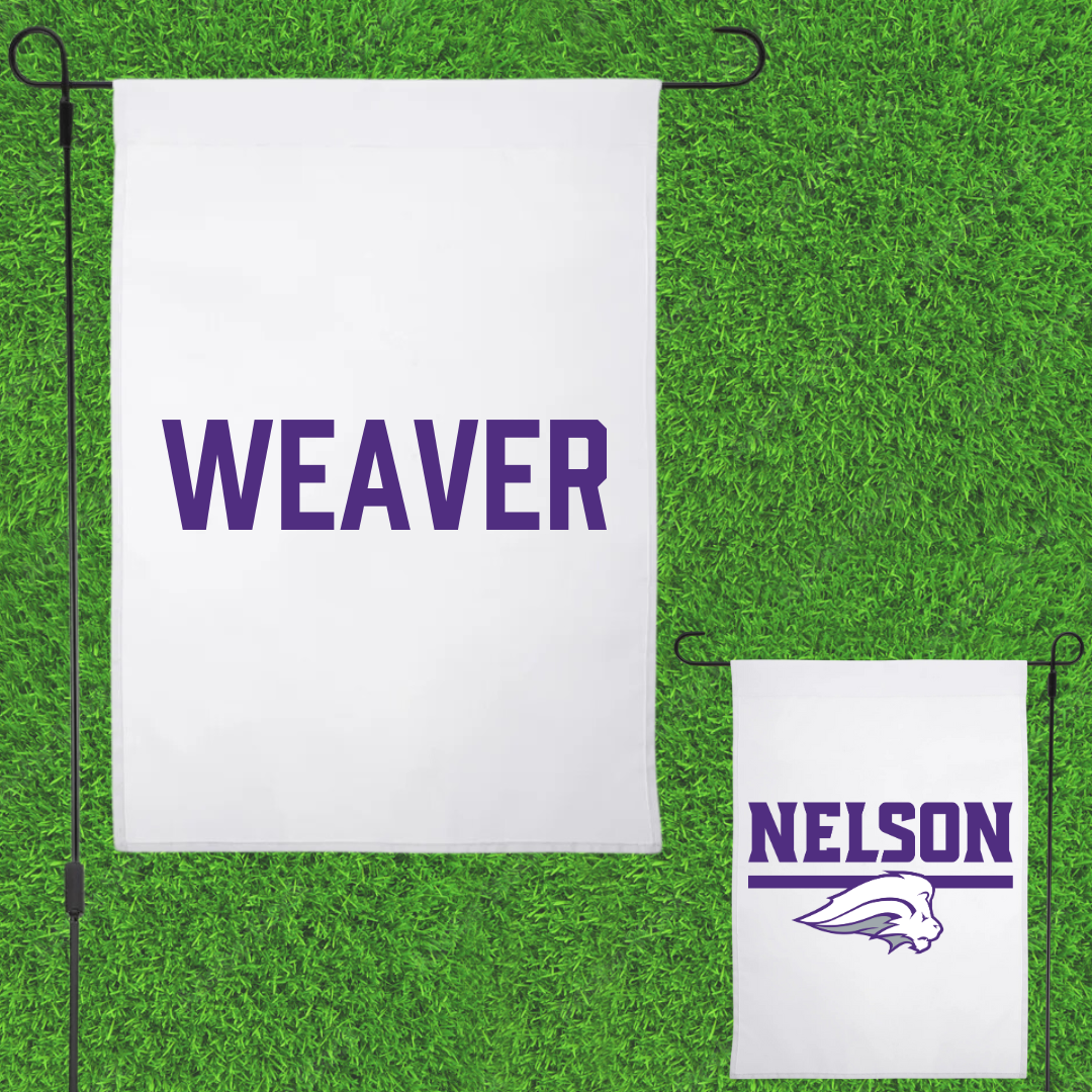 Nelson University TF and XC White Garden Flag - Darryn Weaver