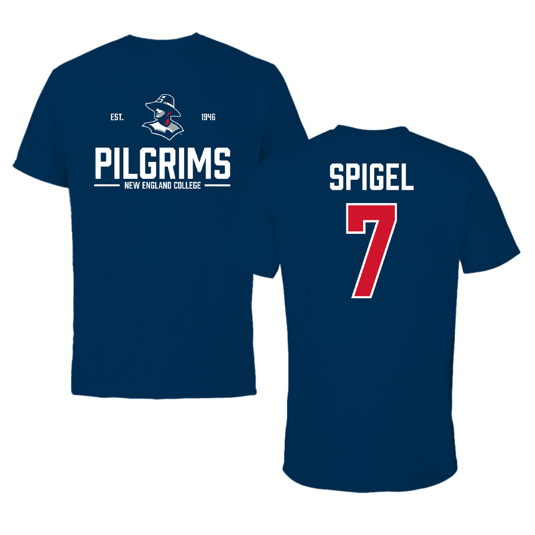 New England College Baseball Navy General Tee - #7 David Spigel