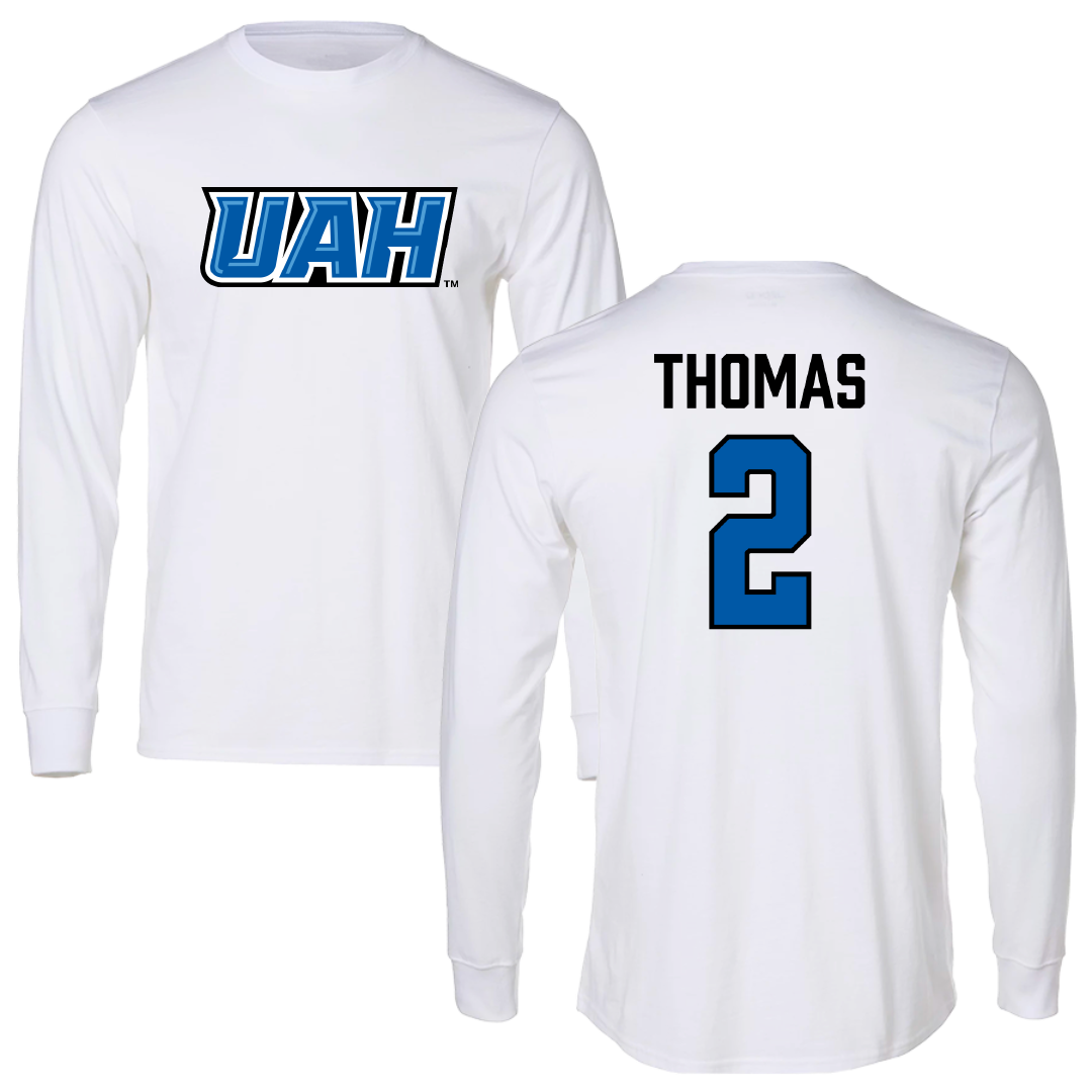Huntsville Lacrosse (M) White Performance Long Sleeve - #2 Brenden Thomas