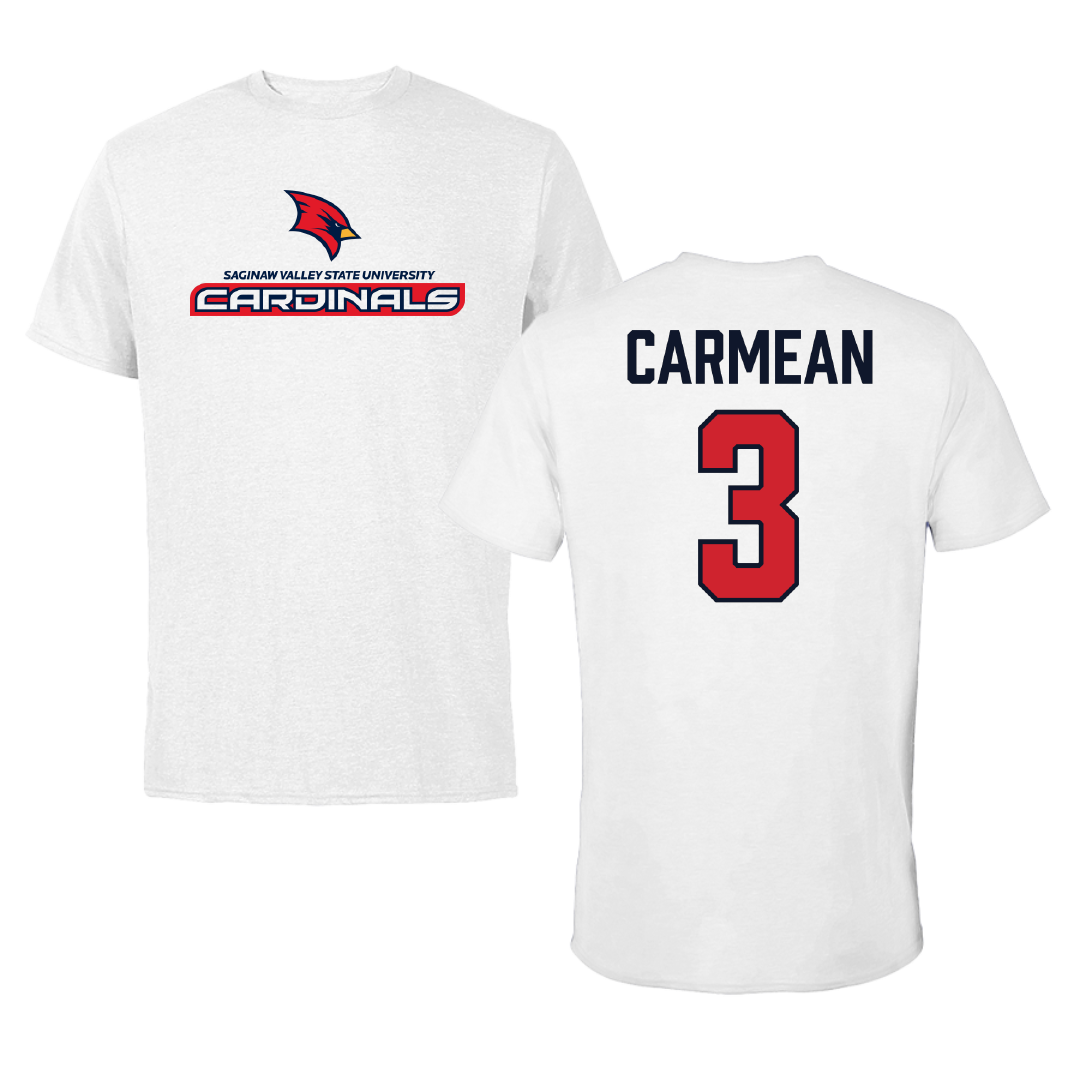 Saginaw Valley State University Lacrosse (W) White Performance Tee - #3 Lainee Carmean