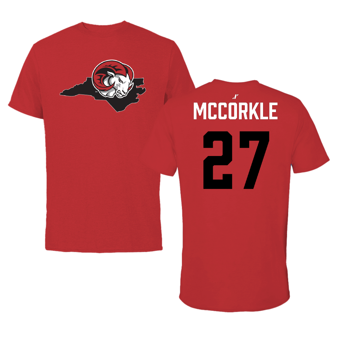 Winston-Salem State University Football Red State Performance Tee - #27 Christopher McCorkle