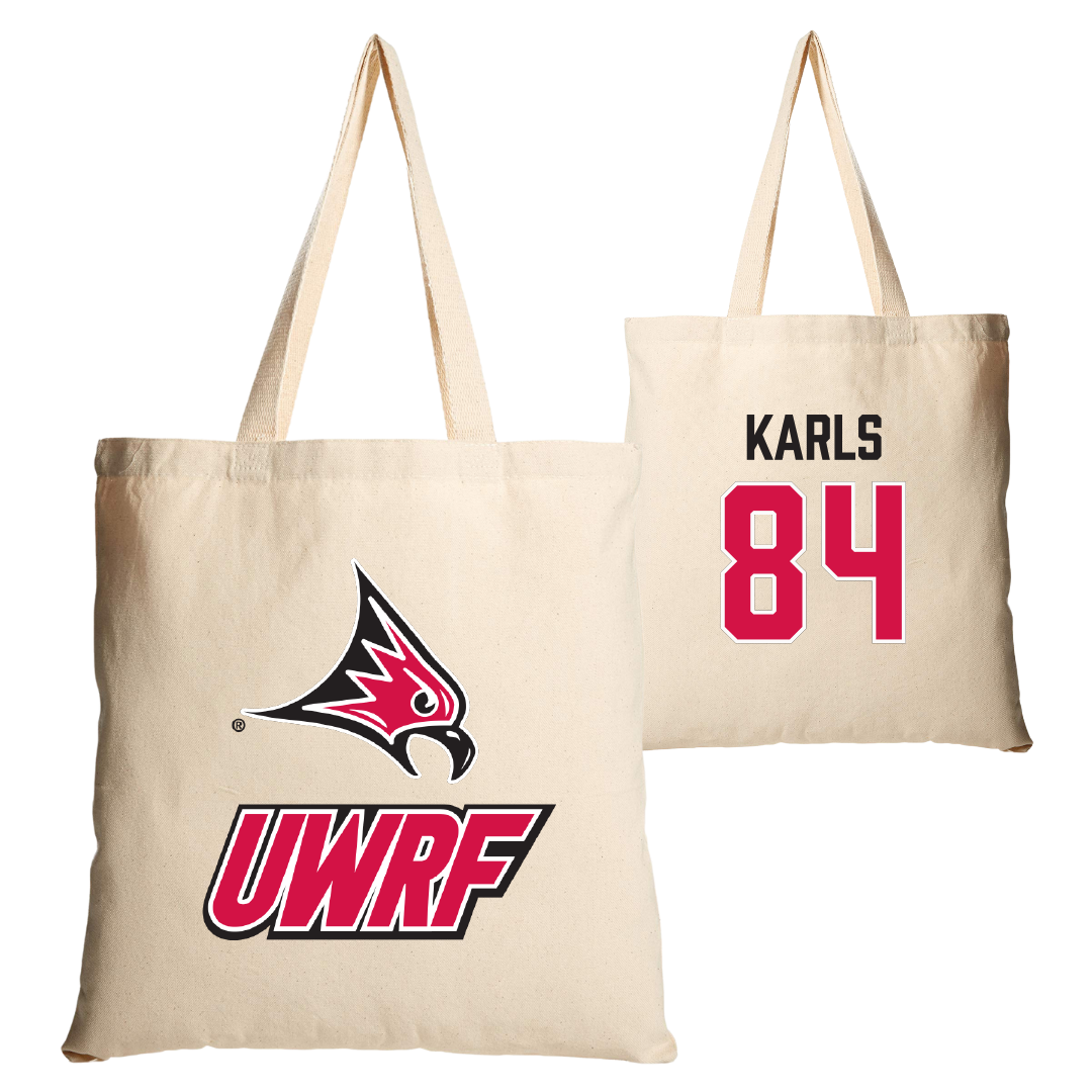 University of Wisconsin-River Falls Football Tan Canvas Tote Bag - #84 Andrew Karls