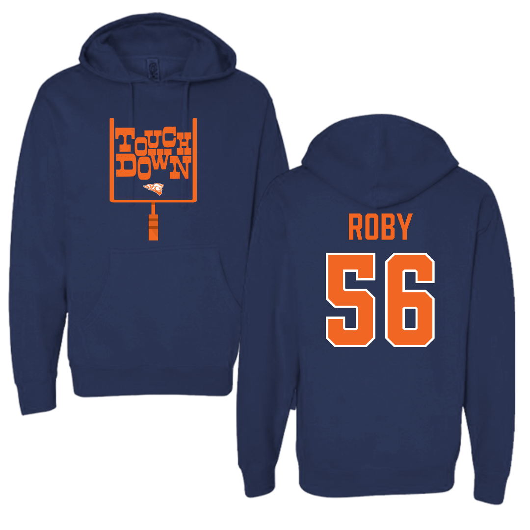 Carroll University Football Navy Touchdown Hoodie - #56 Kyle Roby