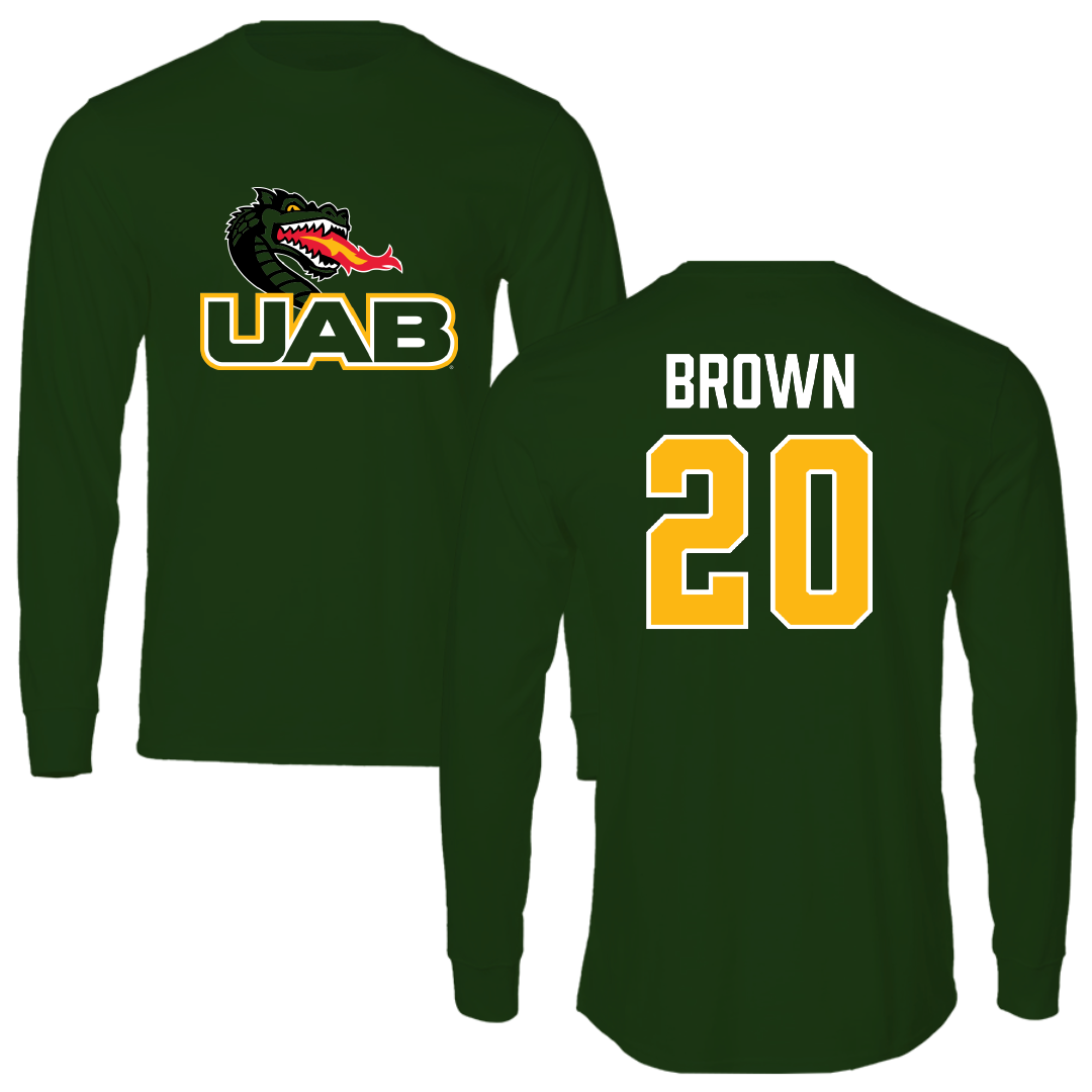 University of Alabama at Birmingham Football Forest Green Long Sleeve - #20 AJ Brown