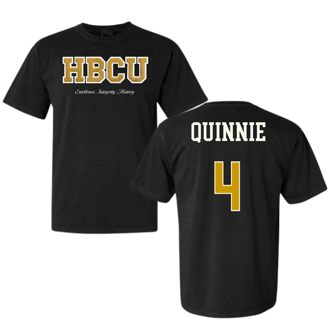 Alabama State University Softball Black HBCU Varsity Comfort Colors Tee - #4 Mason Quinnie